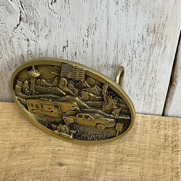 Bergamot Camper Belt Buckle in Box Mens Mt Rushmore Statue of Liberty - Picture 5 of 8